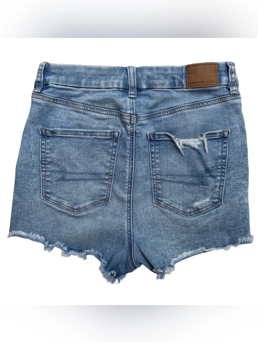 American Eagle Curvy Hi-Rise Shortie Distressed Denim Shorts Women’s 4